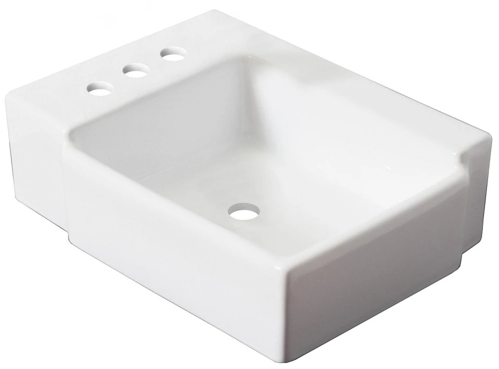 American Imaginations 16.25-in. W Wall Mount White Bathroom Vessel Sink Set For 3H4-in. Left Faucet AI