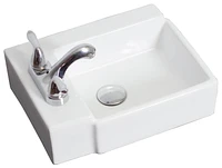 American Imaginations 16.25-in. W Wall Mount White Bathroom Vessel Sink Set For 3H4-in. Left Faucet AI-31200