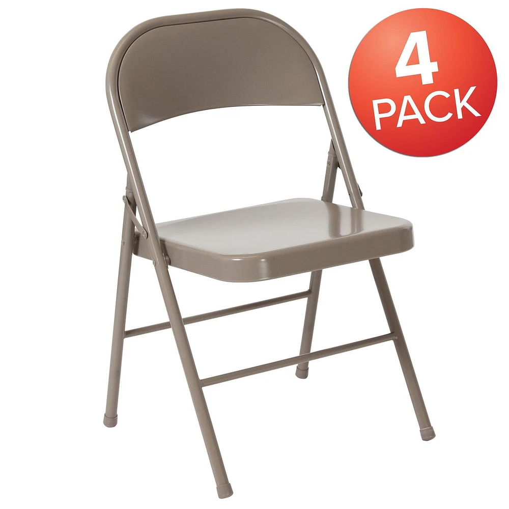 4 Pk. HERCULES Series Double Braced Gray Metal Folding Chair