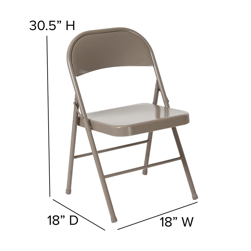 4 Pk. HERCULES Series Double Braced Gray Metal Folding Chair