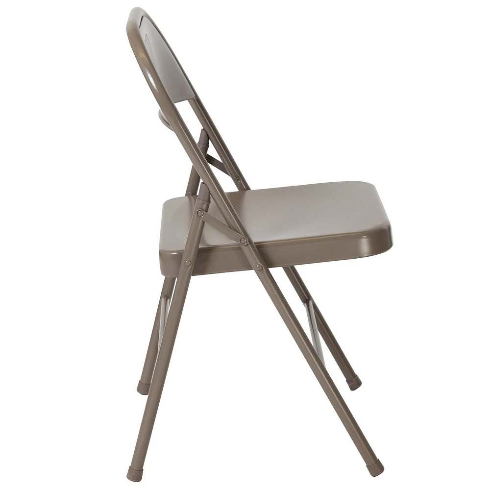 4 Pk. HERCULES Series Double Braced Gray Metal Folding Chair