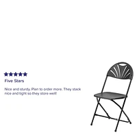 8 Pk. HERCULES Series 650 lb. Capacity Black Plastic Fan Back Folding Chair