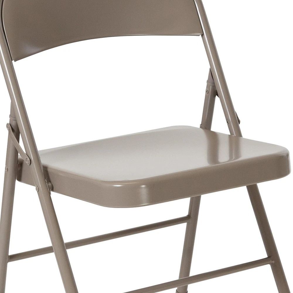 4 Pk. HERCULES Series Double Braced Gray Metal Folding Chair