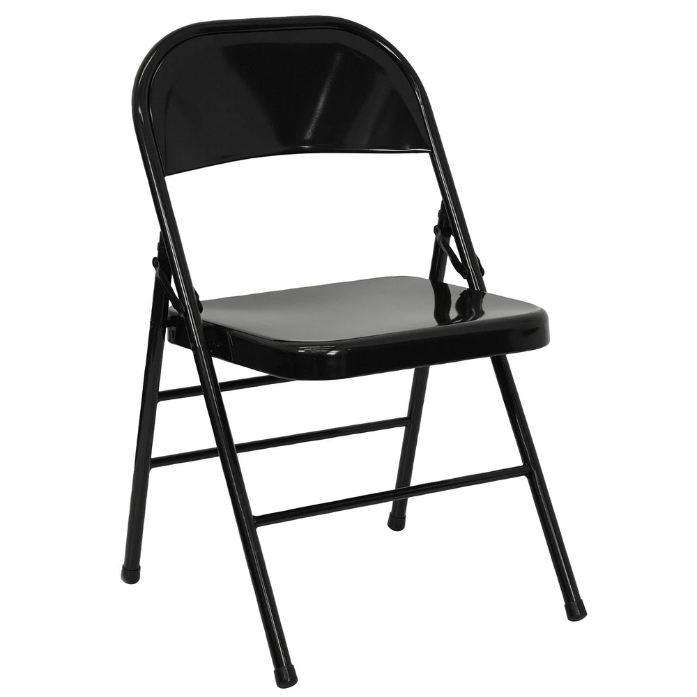 2 Pk. HERCULES Series Triple Braced & Double Hinged Black Metal Folding Chair