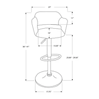 Monarch Specialties Bar Stool, Swivel, Bar Height, Adjustable, Metal, Pu Leather Look, White, Chrome, Contemporary, Modern