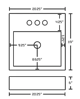 American Imaginations 20.25-in. W Semi-Recessed White Bathroom Vessel Sink Set For 3H4-in. Center Faucet AI-31244