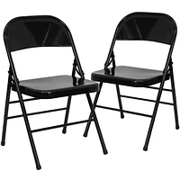 2 Pk. HERCULES Series Triple Braced & Double Hinged Black Metal Folding Chair