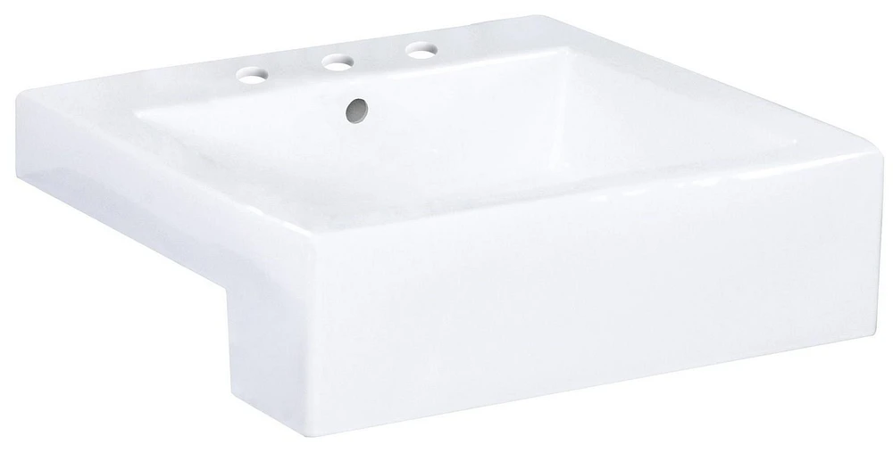 American Imaginations 20.25-in. W Semi-Recessed White Bathroom Vessel Sink Set For 3H4-in. Center Faucet AI-31244