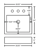 American Imaginations 20.25-in. W Semi-Recessed White Bathroom Vessel Sink Set For 3H8-in. Center Faucet AI