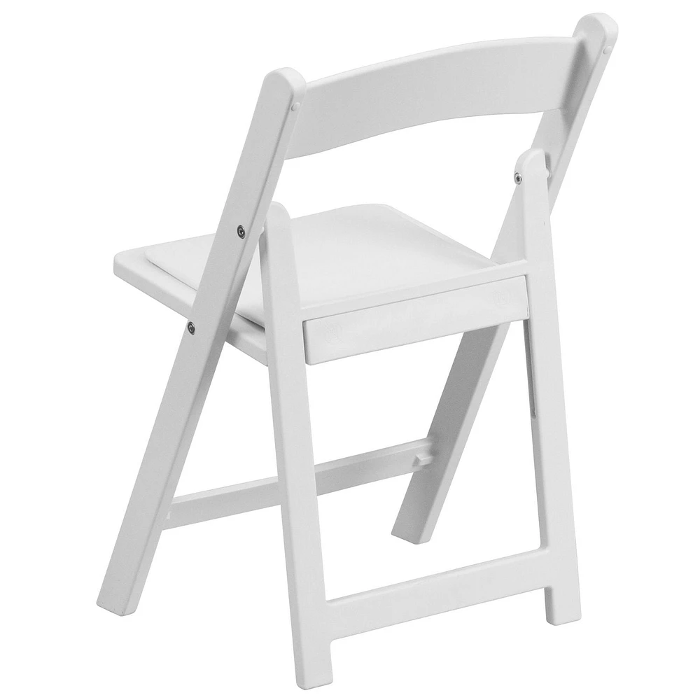 Kids Folding Chairs with Padded Seats | Set of 2 White Resin Folding Chair with Vinyl Padded Seat for Kids