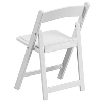 Kids Folding Chairs with Padded Seats | Set of 2 White Resin Folding Chair with Vinyl Padded Seat for Kids