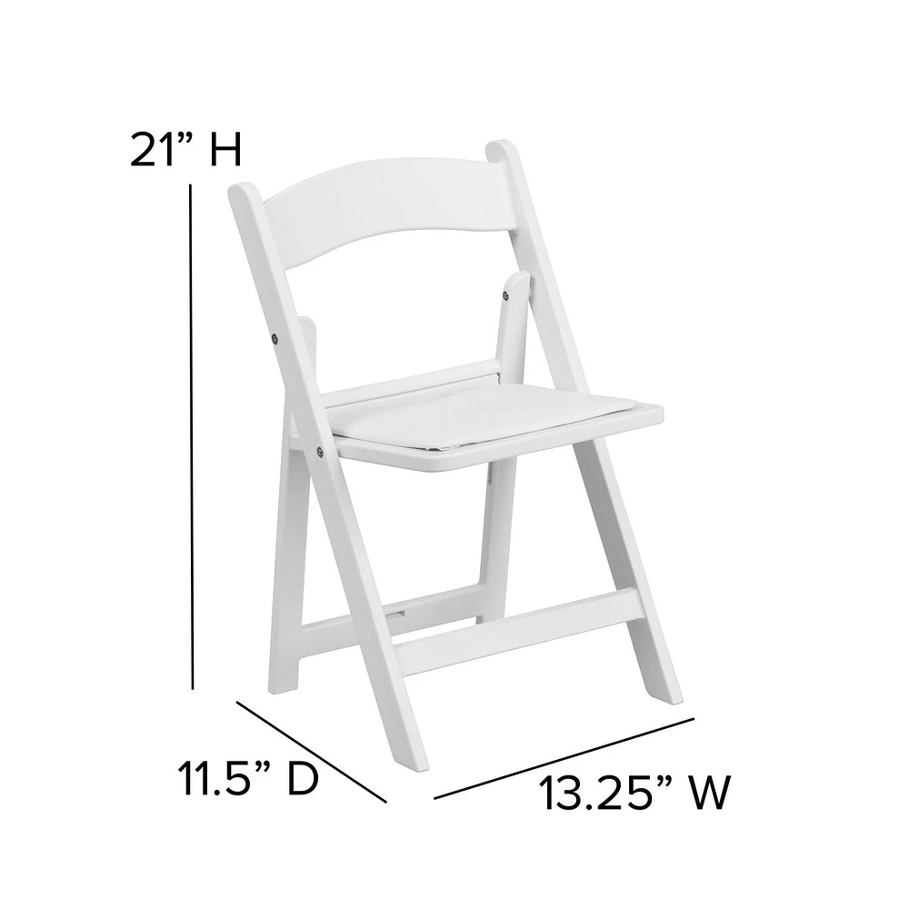 Kids Folding Chairs with Padded Seats | Set of 2 White Resin Folding Chair with Vinyl Padded Seat for Kids