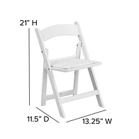 Kids Folding Chairs with Padded Seats | Set of 2 White Resin Folding Chair with Vinyl Padded Seat for Kids