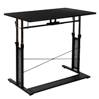 Height Adjustable 39.25"W x 23.75"D x 27.25-35.75"H Office Table in Black