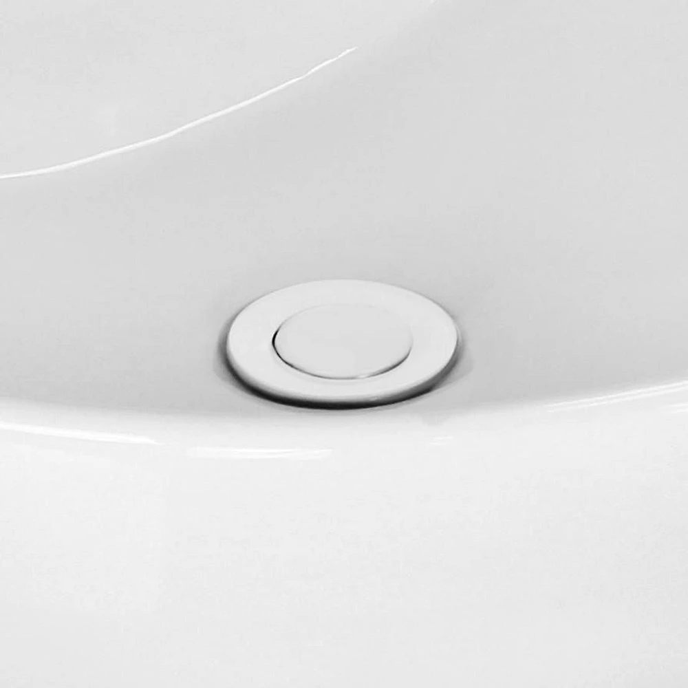 American Imaginations -in. W Semi-Recessed White Bathroom Vessel Sink Set For 3H4-in. Center Faucet AI