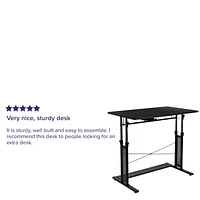 Height Adjustable 39.25"W x 23.75"D x 27.25-35.75"H Office Table in Black