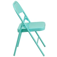 2 Pk. HERCULES COLORBURST Series Tantalizing Teal Triple Braced & Double Hinged Metal Folding Chair