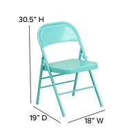 2 Pk. HERCULES COLORBURST Series Tantalizing Teal Triple Braced & Double Hinged Metal Folding Chair