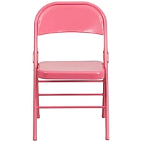 2 Pk. HERCULES COLORBURST Series Bubblegum Pink Triple Braced & Double Hinged Metal Folding Chair