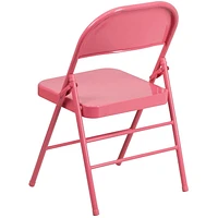 2 Pk. HERCULES COLORBURST Series Bubblegum Pink Triple Braced & Double Hinged Metal Folding Chair