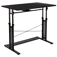 Height Adjustable 39.25"W x 23.75"D x 27.25-35.75"H Office Table in Black