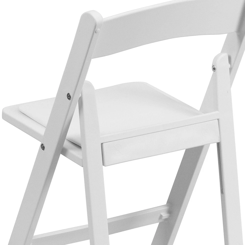 Kids Folding Chairs with Padded Seats | Set of 2 White Resin Folding Chair with Vinyl Padded Seat for Kids