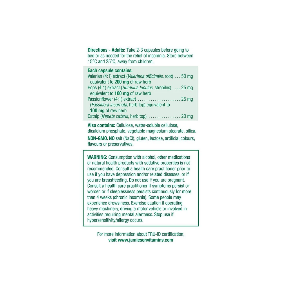 Jamieson Capsules de Phyto Complexe Valériane 60 capsules