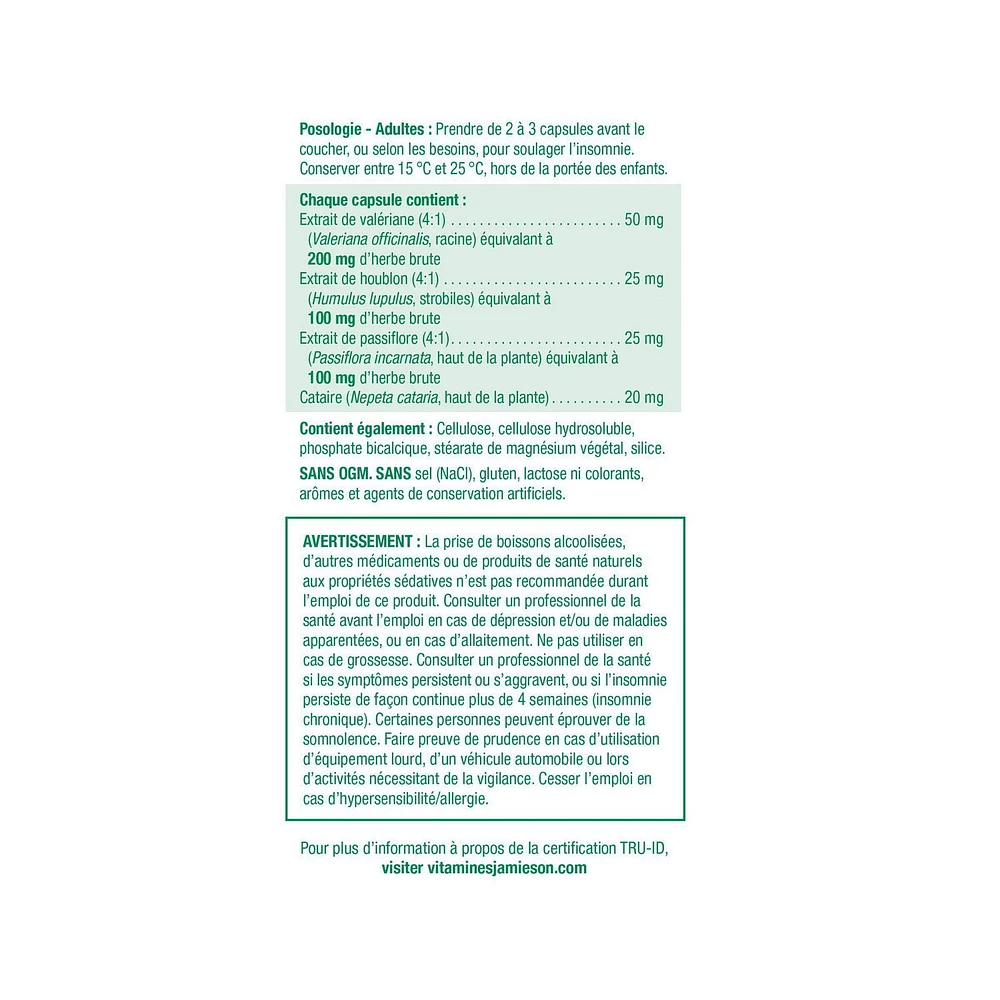 Jamieson Capsules de Phyto Complexe Valériane 60 capsules