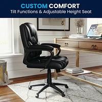 Flash Fundamentals Big & Tall 400 lb. Rated Black LeatherSoft Swivel Office Chair with Padded Arms, BIFMA Certified