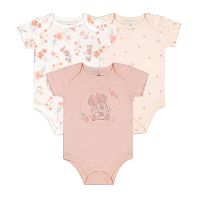 Disney Minnie Mouse ensemble 3mcx de cache-couches en coton biologique pour filles TAILLE: 0M - 6/12M