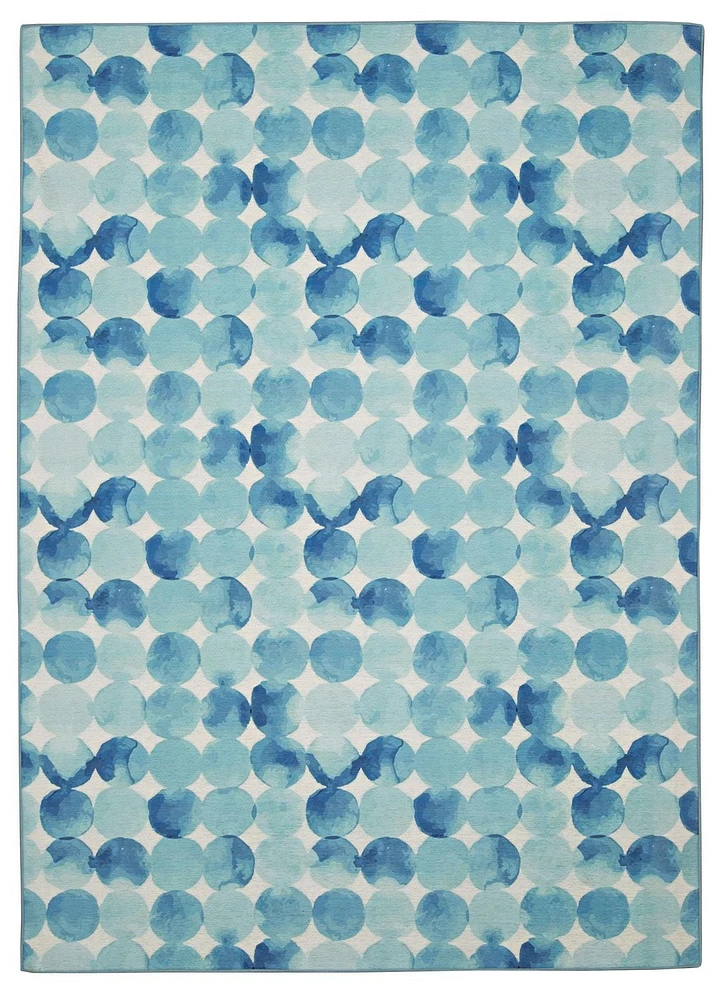 Outdoor Washable Lakeland Blue & Ivory 3' x 5' Accent Rug