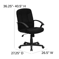 Mid-Back Black Fabric Executive Swivel Chair with Nylon Arms