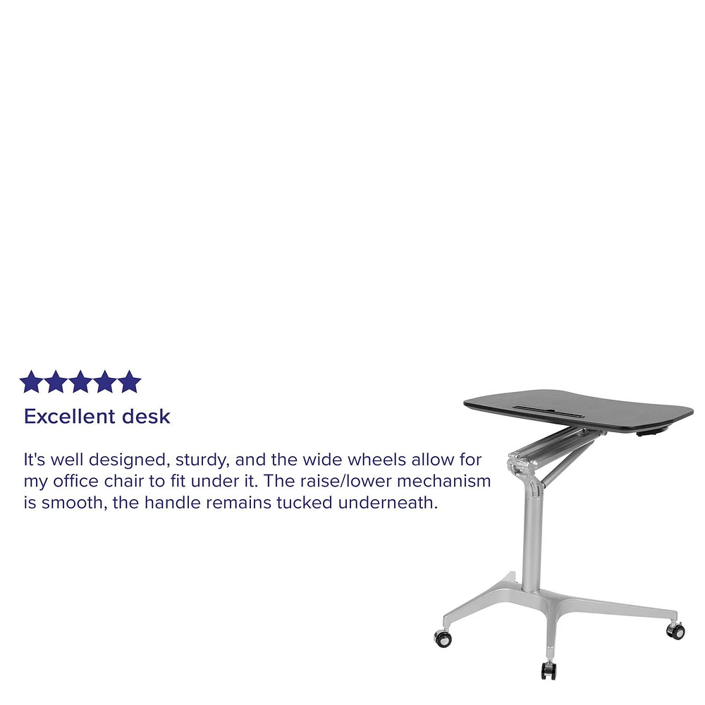 Mobile Sit-Down, Stand-Up Black Computer Ergonomic Desk with 28.25"W Top (Adjustable Range 29" - 41")