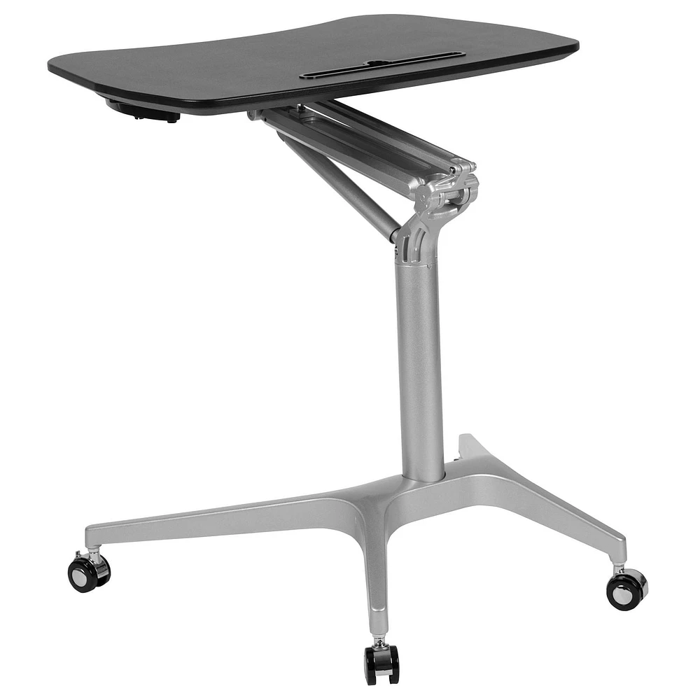 Mobile Sit-Down, Stand-Up Black Computer Ergonomic Desk with 28.25"W Top (Adjustable Range 29" - 41")