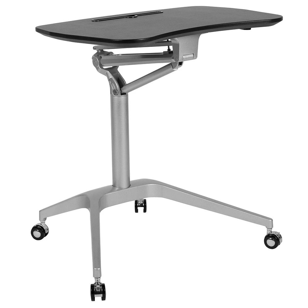 Mobile Sit-Down, Stand-Up Black Computer Ergonomic Desk with 28.25"W Top (Adjustable Range 29" - 41")