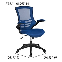 Mid-Back Blue Mesh Swivel Ergonomic Task Office Chair with Flip-Up Arms