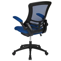 Mid-Back Blue Mesh Swivel Ergonomic Task Office Chair with Flip-Up Arms