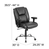 HERCULES Series Big & Tall 400 lb. Rated Black Leather Swivel Task Chair with Adjustable Arms and Chrome Base