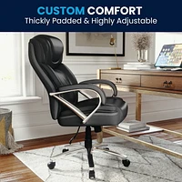 HERCULES Series Big & Tall 500 lb. Rated Black Leather Executive Swivel Chair with Extra Wide Seat