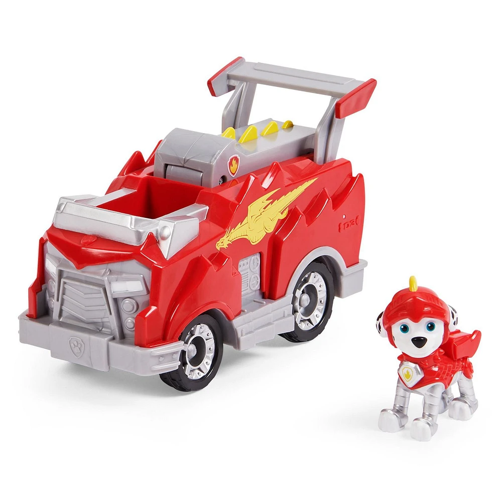 PAW Patrol, Rescue Knights Marshall Transforming Toy Car with Collectible Action Figure, Kids Toys for Ages 3 and up