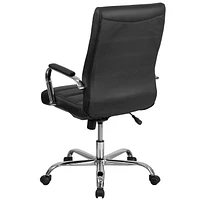 High Back Black Leather Executive Swivel Chair with Chrome Base and Arms