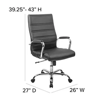 High Back Black Leather Executive Swivel Chair with Chrome Base and Arms