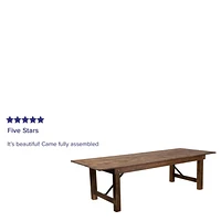 HERCULES Series 9' x 40" Rectangular Antique Rustic Solid Pine Folding Farm Table