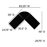 Black Glass L-Shape Corner Computer Desk with Pull-Out Keyboard Tray