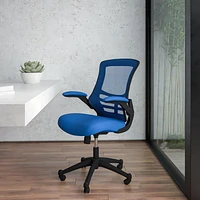 Mid-Back Blue Mesh Swivel Ergonomic Task Office Chair with Flip-Up Arms