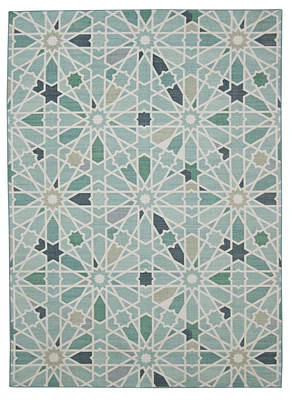 Outdoor Washable Deltona Green & Ivory 5' x 7' Area Rug