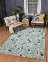 Outdoor Washable Deltona Green & Ivory 5' x 7' Area Rug