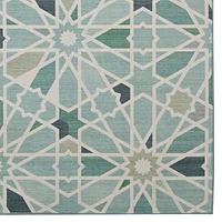 Outdoor Washable Deltona Green & Ivory 5' x 7' Area Rug