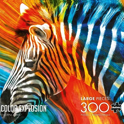 Buffalo Games - Color Explosion - Colorful Zebra - 300 Piece Jigsaw Puzzle