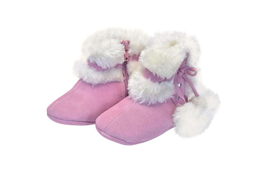 Rose et Chocolat Baby MoccasinZ Boot Pom Pom